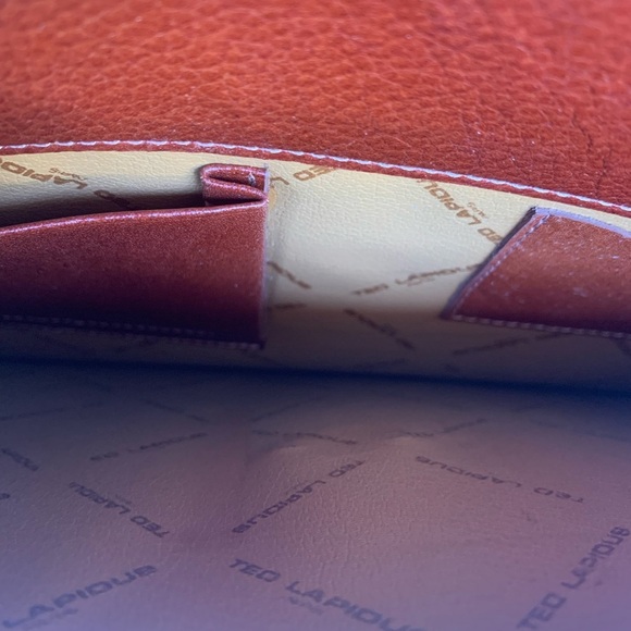 Vtg Ted Lapidus Leather File Attaché Bag Computer Laptop Briefcase Red NWT - Picture 9 of 16